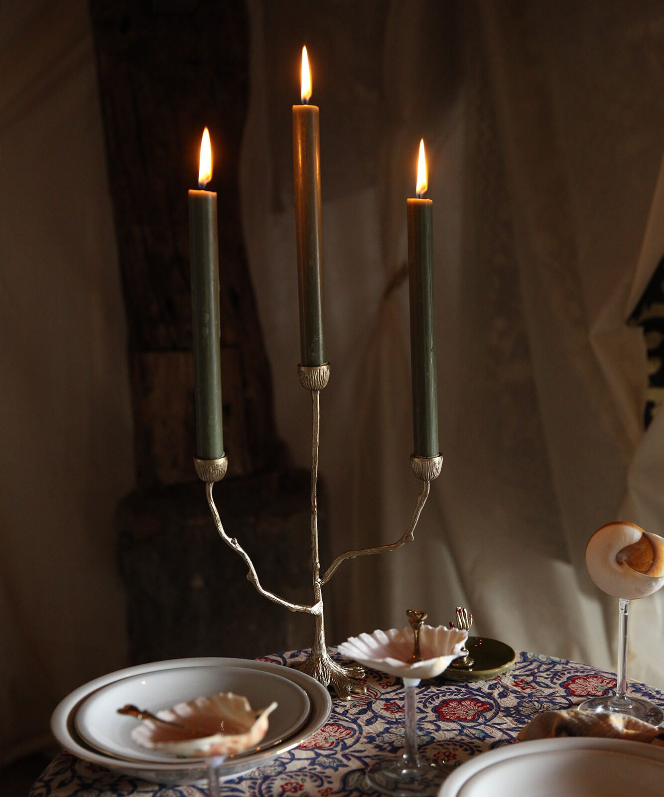 Misty triple candle holder