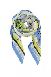 Paola Scarf - Cream White/Cornflower Blue