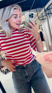 W25T1188 T-shirt stripe - Tomato ecru