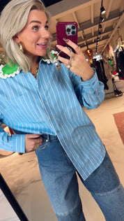 Joyful crochet collar shirt