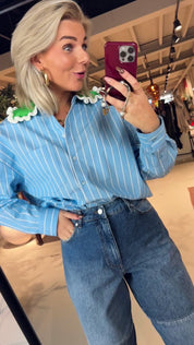 Joyful crochet collar shirt