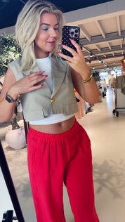 LeilaCC Linen Crop Vest