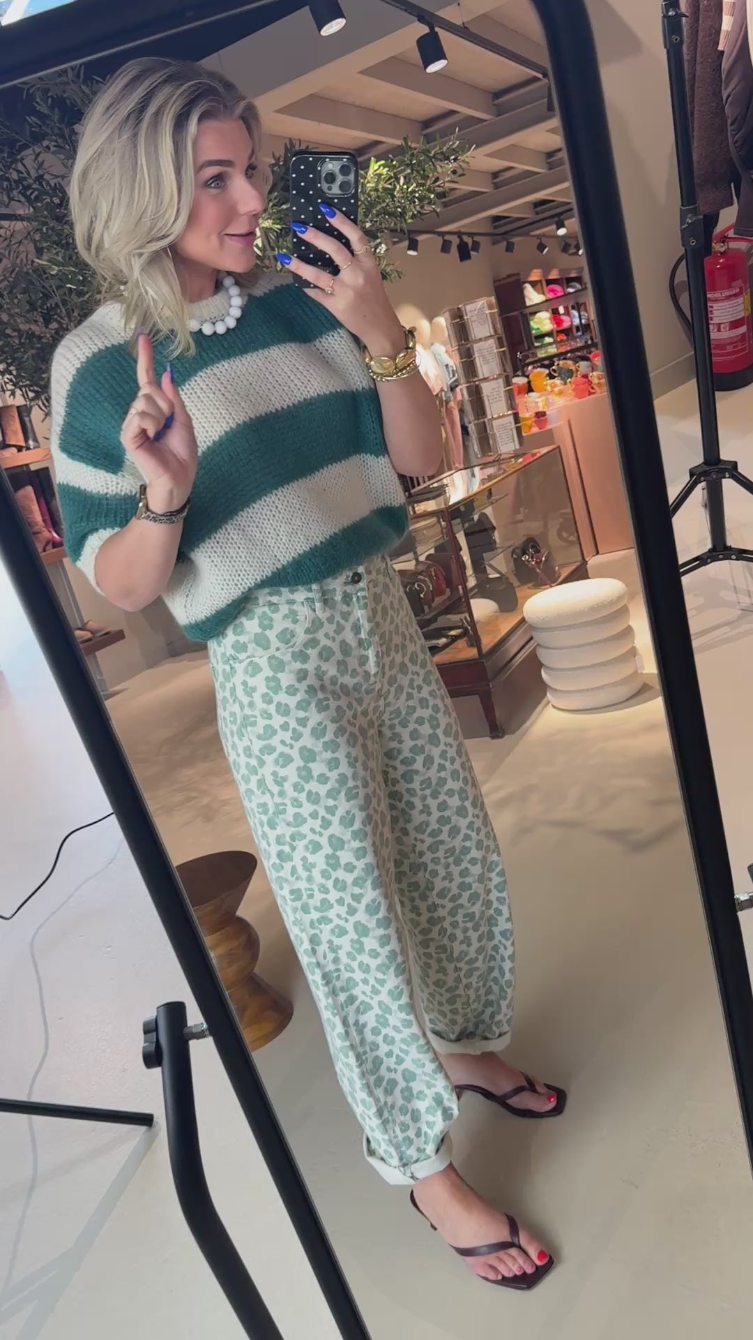 Lew green cheetah pants