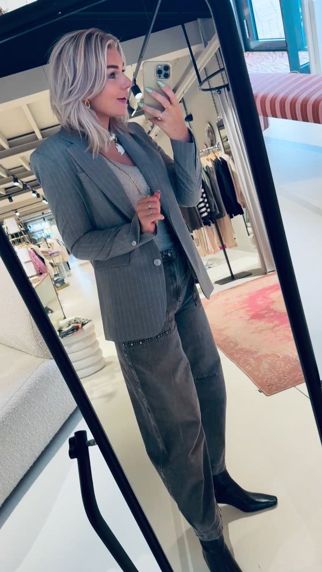 W25N1623 Blazer stripe - Grey mel.