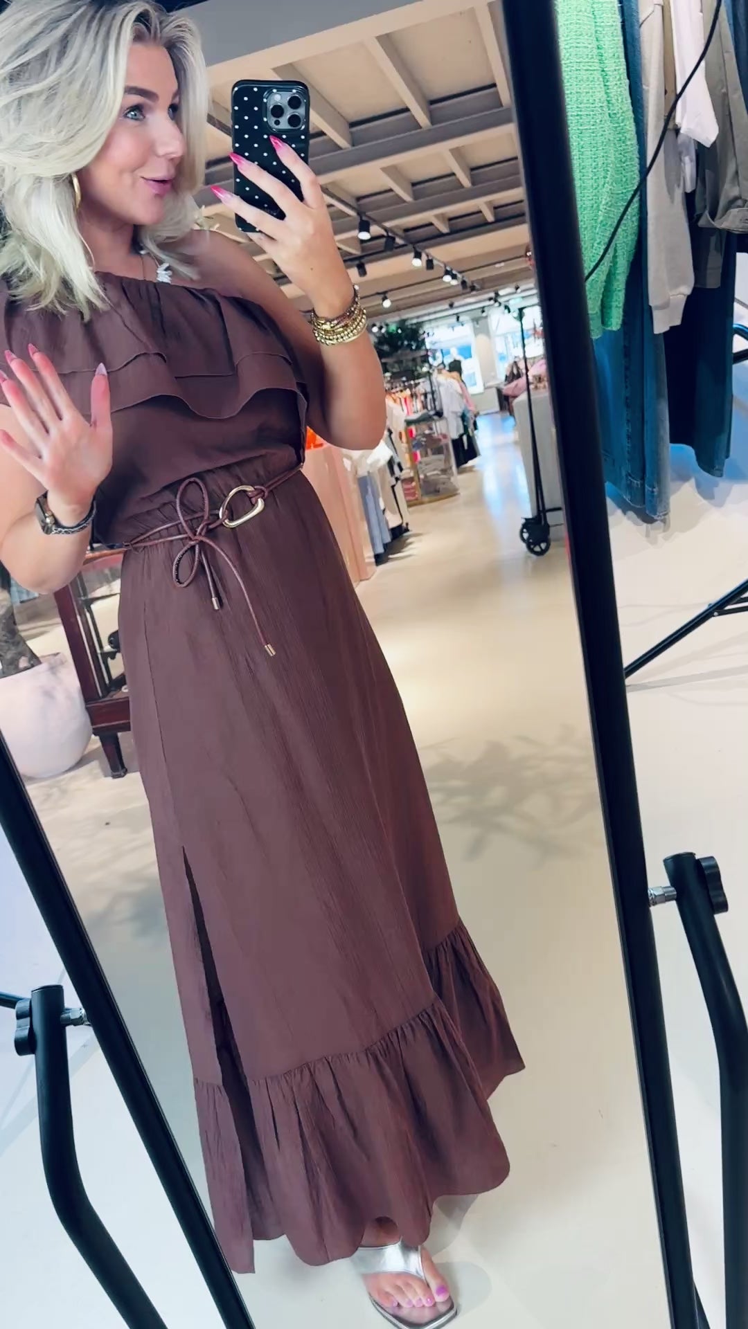 Ambarose plain off shoulder maxi dress