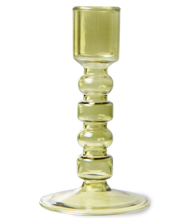 Candle holder Glass M - olive green