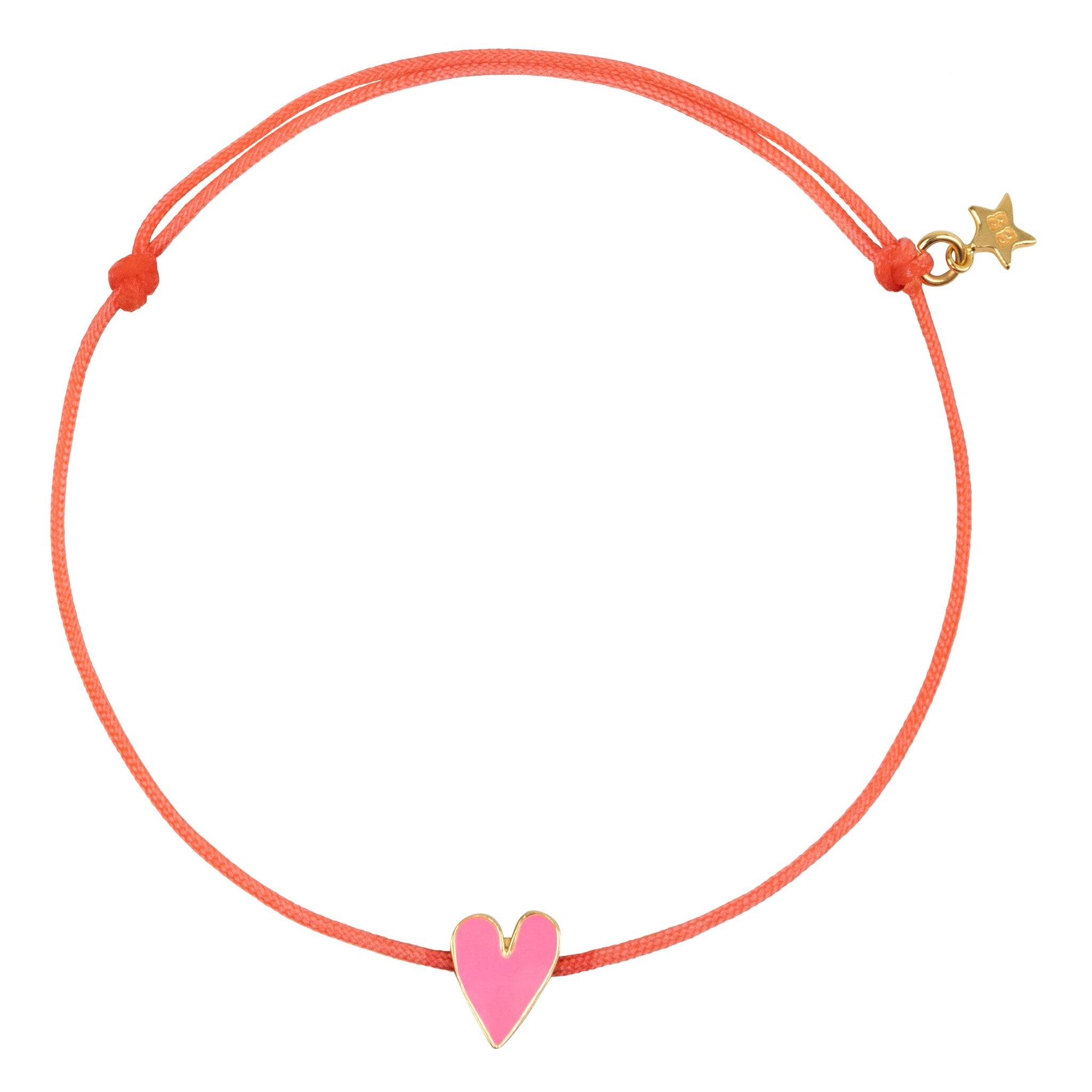 B2510 Medium Heart Pink Rope Bracelet - Gold Plated Light Pink