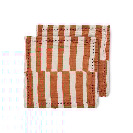 TOT4052 Cotton napkins, striped tangerine, set of 2