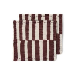 TOT4053 Cotton napkins, striped burgundy, set of 2