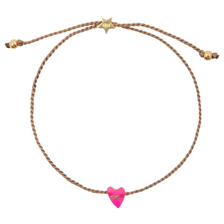 B2189 Resin Heart Bracelet - Gold Plated NEON PINK